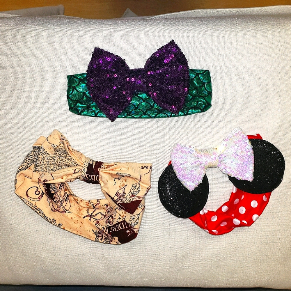 Harry potter, Mini mouse, & Sequined mermaid Girls Head Wrap